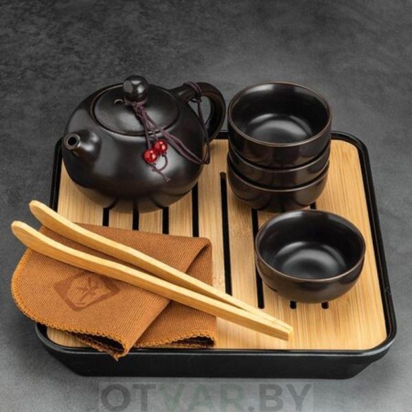 Чайный набор, горький шоколад, керамика (чемоданчик)