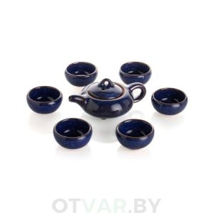 Чайный сервиз "Колотый лед", синий, керамика
