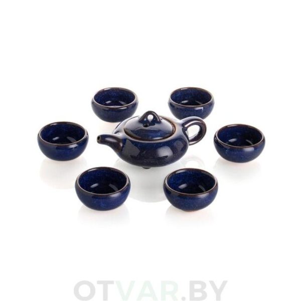 Чайный сервиз "Колотый лед", синий, керамика Чайный сервиз "Колотый лед", синий, керамика