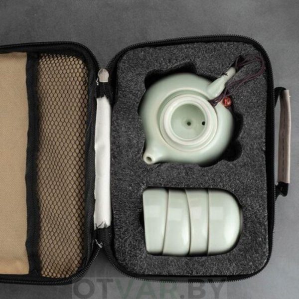 Чайный набор, светло-зеленый, керамика (чемоданчик)