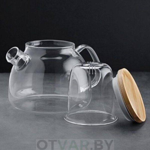 Чайник из жаропрочного стекла "Гранат" с колбой, 900 мл.