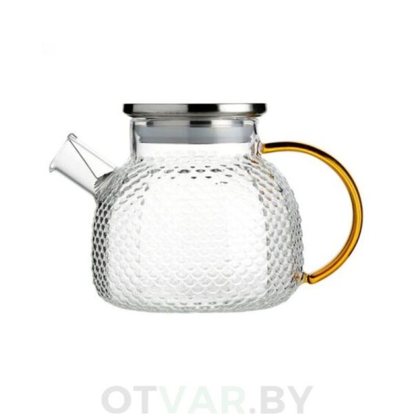 Чайник из жаропрочного стекла с желтой ручкой, 900 мл. Чайник из жаропрочного стекла с желтой ручкой, 900 мл.